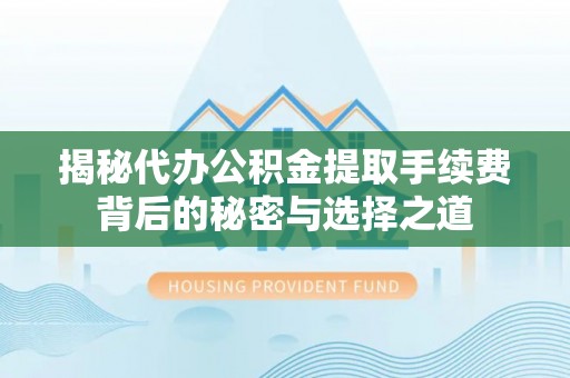 盐埔揭秘代办公积金提取手续费背后的秘密与选择之道